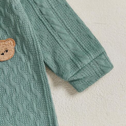 Newborn Baby Boy Fall Winter Outfit Bear Long Sleeve Sweater Romper Bowtie Jumpsuit One Piece Dress Clothes Hat in Saudi Arabia