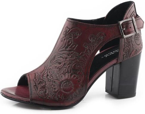WOMENS RED FLORAL TOOLED LEATHER in Saudi Arabia