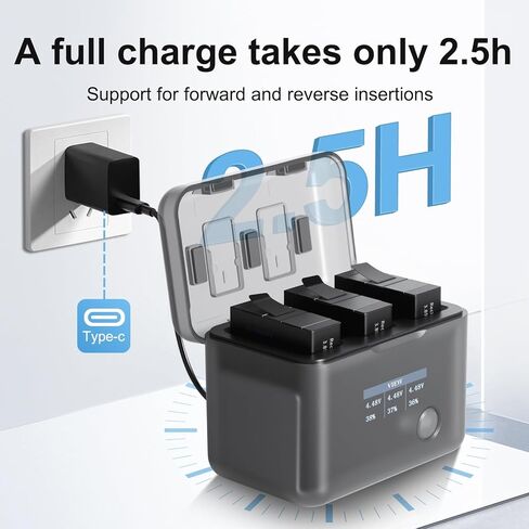 شاحن بديل قابل لإعادة الشحن لكاميرا Gopro Hero 13 السوداء وشاحن USB للقناة in Kuwait