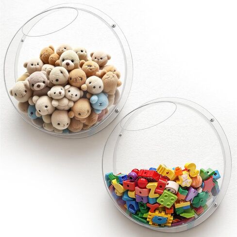 2 Pack Acrylic Wall Toy Storage,Clear Hanging Toy Dispenser with Back Panel Hanging Holder,exquisite Acrylic Wall Organizer for Blocks, Snacks, Cars,Home Organization and Storage in Saudi Arabia