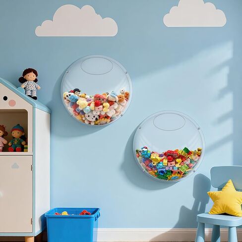 2 Pack Acrylic Wall Toy Storage,Clear Hanging Toy Dispenser with Back Panel Hanging Holder,exquisite Acrylic Wall Organizer for Blocks, Snacks, Cars,Home Organization and Storage in Saudi Arabia