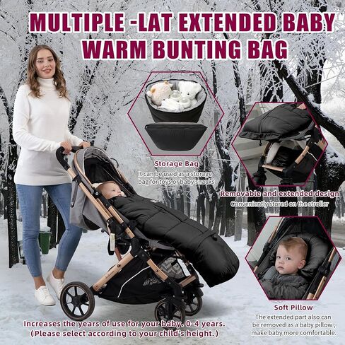 LAT Baby Warm Bunting Bag Universal,Extended and Removable,Stroller Sleeping Bag Cold Weather,Waterproof Toddler Footmuff in Kuwait