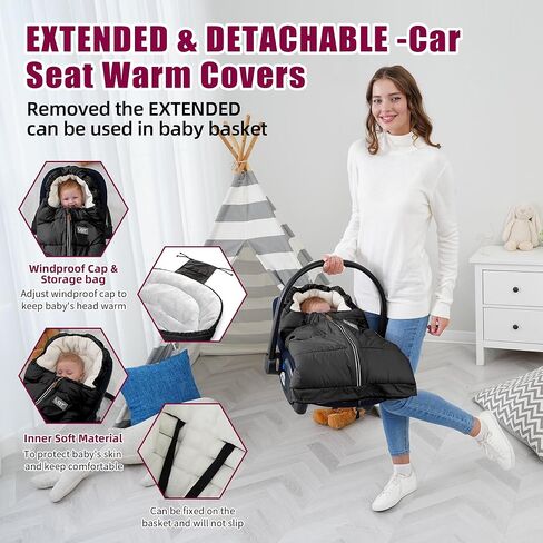 LAT Baby Warm Bunting Bag Universal,Extended and Removable,Stroller Sleeping Bag Cold Weather,Waterproof Toddler Footmuff in Kuwait