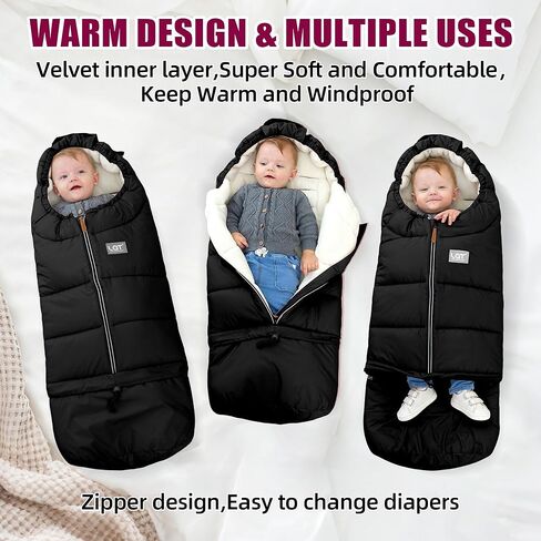 LAT Baby Warm Bunting Bag Universal,Extended and Removable,Stroller Sleeping Bag Cold Weather,Waterproof Toddler Footmuff in Kuwait