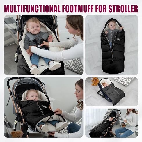LAT Baby Warm Bunting Bag Universal,Extended and Removable,Stroller Sleeping Bag Cold Weather,Waterproof Toddler Footmuff in Kuwait