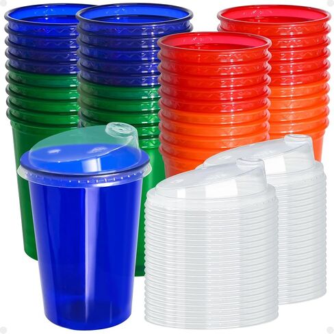 12 Oz Kids Cups, Spill Proof Reusable Cups, BPA-Free, 4 Colours Assorted Perfect for Party(20 Count) in Saudi Arabia