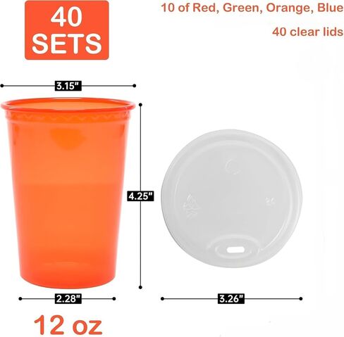 12 Oz Kids Cups, Spill Proof Reusable Cups, BPA-Free, 4 Colours Assorted Perfect for Party(20 Count) in Saudi Arabia