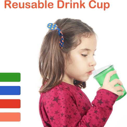 12 Oz Kids Cups, Spill Proof Reusable Cups, BPA-Free, 4 Colours Assorted Perfect for Party(20 Count) in Saudi Arabia