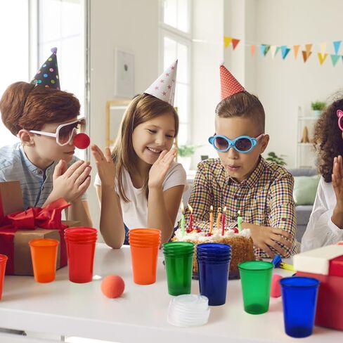 12 Oz Kids Cups, Spill Proof Reusable Cups, BPA-Free, 4 Colours Assorted Perfect for Party(20 Count) in Saudi Arabia