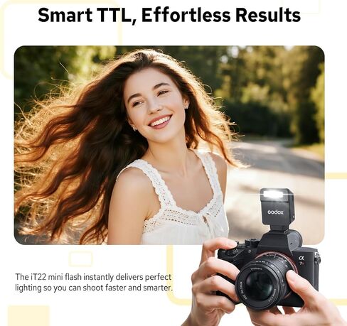 GODOX iT22 S iT22-S TTL Mini Flash for Sony, 700 Full Power Flashes, 1.5s Recycling Time, 6 Stops (1/32 to 1/1 Power), Built-in 300mAh Battery, with Magnetic Spreader&Color Filter in Saudi Arabia