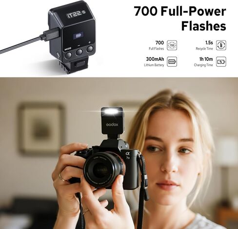 GODOX iT22 S iT22-S TTL Mini Flash for Sony, 700 Full Power Flashes, 1.5s Recycling Time, 6 Stops (1/32 to 1/1 Power), Built-in 300mAh Battery, with Magnetic Spreader&Color Filter in Saudi Arabia