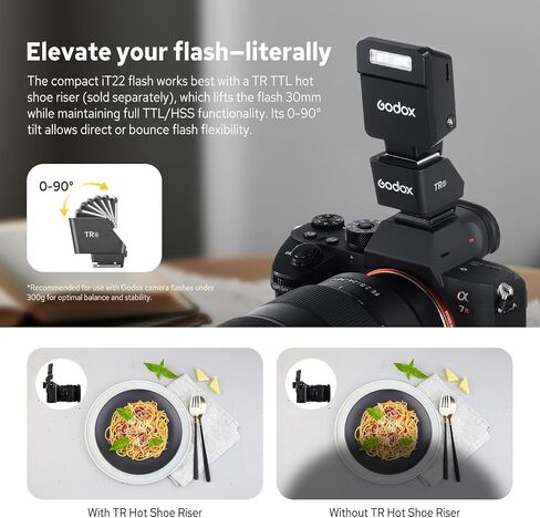 GODOX iT22 S iT22-S TTL Mini Flash for Sony, 700 Full Power Flashes, 1.5s Recycling Time, 6 Stops (1/32 to 1/1 Power), Built-in 300mAh Battery, with Magnetic Spreader&Color Filter in Saudi Arabia