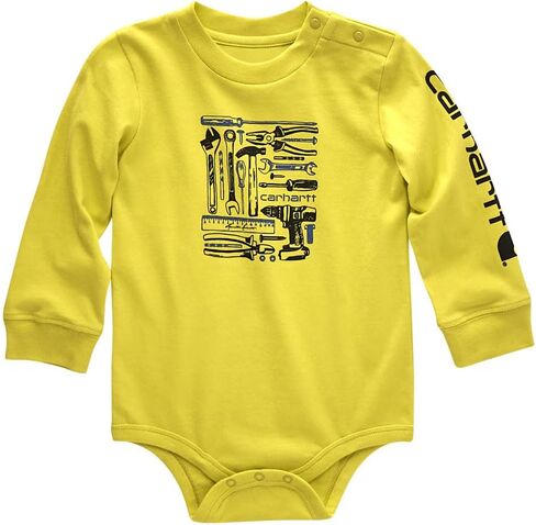 Carhartt Kid's CA6428 Long-Sleeve Tools Bodysuit - Boys - 12 Months - Sulphur Spring in Saudi Arabia