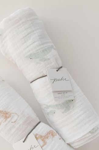PEHR Muslin Cotton Swaddle, Follow me Elephant | Organic Baby Blanket | Ultra-Soft & Versatile | Playful Animal Print | 47" x 47" in Saudi Arabia