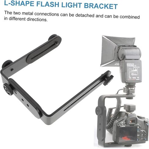 Artibetter Metal Bracket Screw Photography Flash Light Holder for DSLR Cameras with Detachable Dual Metal Connections Vertical Horizontal Position in Saudi Arabia