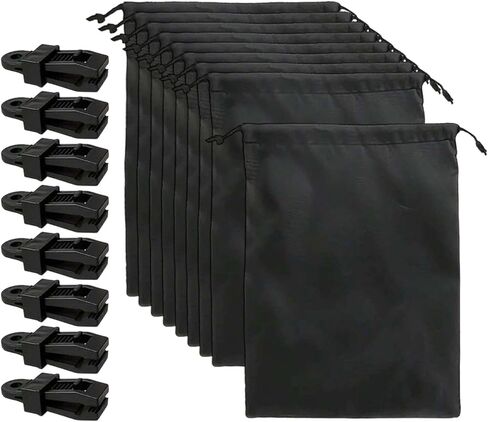 حقيبة رمل مرجحة للستائر الخارجية مع مشابك تثبيت لملحقات ستائر باب الفناء، 8 قطع in Kuwait