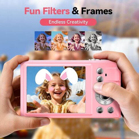 Digital Camera 4K for Kids: 48MP Pink Camera for Teens Photography - Christmas Birthday Gifts for Girls - 16X Zoom Shoot for Vlogging - Compact Camera for 6 7 8 9 10 Years Old- Toys for Toddler in Saudi Arabia