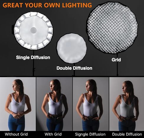 Godox Quick Release Parabolic Softbox,QR-P90 35.4"/90cm Portable Bowens Mount Soft Box with Honeycomb Grid,Carry Bag,Front/Inner Diffuser for Photography Studio Portrait Live Streaming Video Shooting in Saudi Arabia