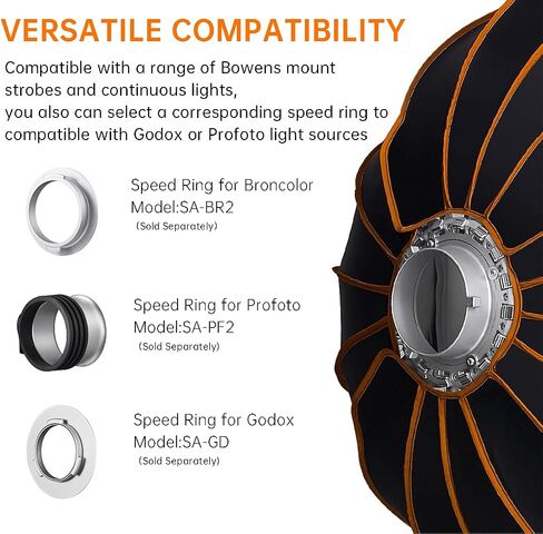 Godox Quick Release Parabolic Softbox,QR-P90 35.4"/90cm Portable Bowens Mount Soft Box with Honeycomb Grid,Carry Bag,Front/Inner Diffuser for Photography Studio Portrait Live Streaming Video Shooting in Saudi Arabia