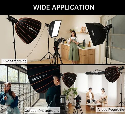 Godox Quick Release Parabolic Softbox,QR-P90 35.4"/90cm Portable Bowens Mount Soft Box with Honeycomb Grid,Carry Bag,Front/Inner Diffuser for Photography Studio Portrait Live Streaming Video Shooting in Saudi Arabia