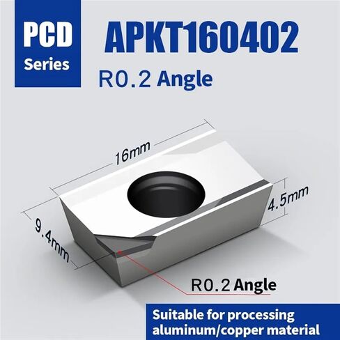 10Pcs APKT1604 Diamond Milling Cutter Insert APMT APKT 1604 PCD Aluminum Alloy End Mill Tool CNC Carbide CBN Turning Lathe CBN (Size : APKT160402 R0.2 PCD) in Saudi Arabia