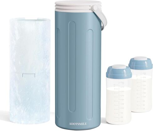 Portable Breast Milk Cooler for Travel, 22oz Large Capacity Breastmilk Chiller for Working Moms, 360° Cooling Keeps Milk Chilled 24 Hours, Includes 2 Baby Bottles, Breastfeeding Essentials in Saudi Arabia