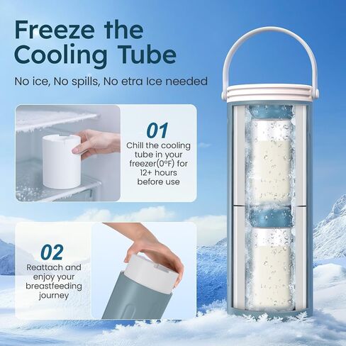 Portable Breast Milk Cooler for Travel, 22oz Large Capacity Breastmilk Chiller for Working Moms, 360° Cooling Keeps Milk Chilled 24 Hours, Includes 2 Baby Bottles, Breastfeeding Essentials in Saudi Arabia