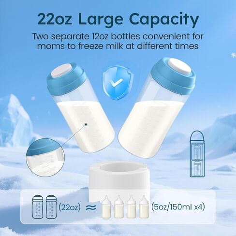 Portable Breast Milk Cooler for Travel, 22oz Large Capacity Breastmilk Chiller for Working Moms, 360° Cooling Keeps Milk Chilled 24 Hours, Includes 2 Baby Bottles, Breastfeeding Essentials in Saudi Arabia
