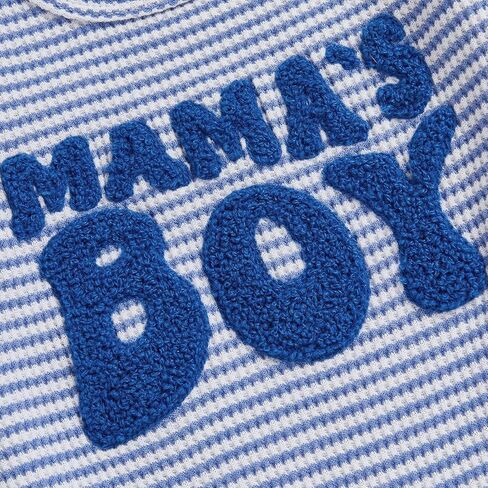 SAYOO Newborn Baby Boy Romper Clothes 3 6 12 18 Months Fall Winter Coming Home Outfit Mama's Boy Embroidery Waffle Romper in Saudi Arabia