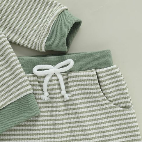 Nyapruwe Toddler Baby Boy Fall Winter Clothes Stripe Letter Embroidery Sweatshirt Tops Pants Set Casual Infant Outfits in Kuwait
