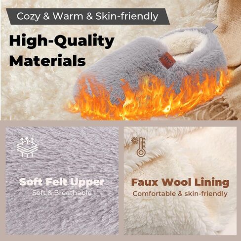 Fuzzy Home Slippers Womens Faux Wool House Shoes Memory Foam Slip on Slippers for Women Cozy Warmies Bedroom Ladies Slipper Fluffy/Felt in Saudi Arabia