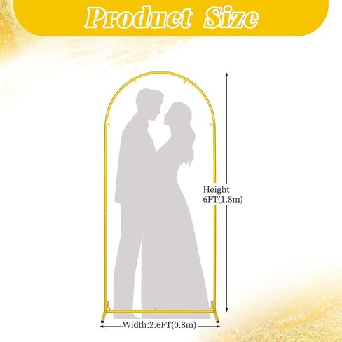 خلفية قوس الزفاف 6FT الذهب بالون قوس حامل خلفية قوس معدني لحفل زفاف عيد ميلاد حزب استحمام الطفل التخرج في الهواء الطلق داخلي حزب الديكور in Kuwait