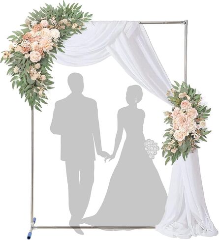 Wedding Arch Backdrop Stand for Ceremony, 7x6 FT Large Square Metal Arch Frame No Fall, Rectangle Archway for Party, Garden, Anniversary, Birthday, Baby Shower, Outdoor Balloon Decor, Stainless Steel in Saudi Arabia