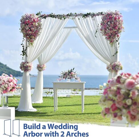 Wedding Arch Backdrop Stand for Ceremony, 7x6 FT Large Square Metal Arch Frame No Fall, Rectangle Archway for Party, Garden, Anniversary, Birthday, Baby Shower, Outdoor Balloon Decor, Stainless Steel in Saudi Arabia