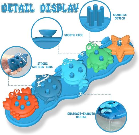 Suction Baby Bath Toys, Mold Free Silcone Shape Sorting & Stacking Bathub Toy, Sensory Toys & Best Gift for Toddlers 3 4 5 Early Learning Bathtub Fun (Geometry) in Saudi Arabia