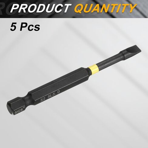 HARFINGTON 5pcs SL6 Slotted Impact Screwdriver Bits 6mm Slotted Tip 1/4" Hex Shank 75mm (3") Long Magnetic Flat Head Phosphated S2 Steel Screw Driver Drill Bits Electric Power Tool in Saudi Arabia