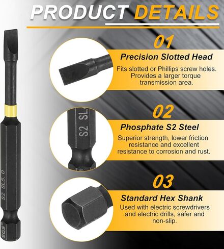 HARFINGTON 5pcs SL6 Slotted Impact Screwdriver Bits 6mm Slotted Tip 1/4" Hex Shank 75mm (3") Long Magnetic Flat Head Phosphated S2 Steel Screw Driver Drill Bits Electric Power Tool in Saudi Arabia