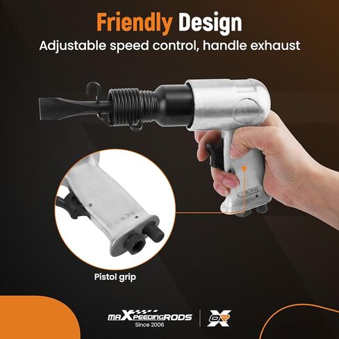 maXpeedingrods Air Needle Scaler with Hammer Chisel Kit, 4500 BPM Pneumatic Needle Gun for Metalworks, Rust, Weld & Paint Remover, Pistol Grip Metal Scraper Air Compressor Accessories in Saudi Arabia