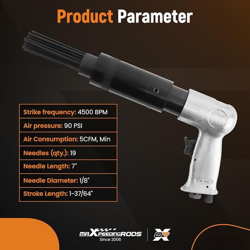 maXpeedingrods Air Needle Scaler with Hammer Chisel Kit, 4500 BPM Pneumatic Needle Gun for Metalworks, Rust, Weld & Paint Remover, Pistol Grip Metal Scraper Air Compressor Accessories in Saudi Arabia