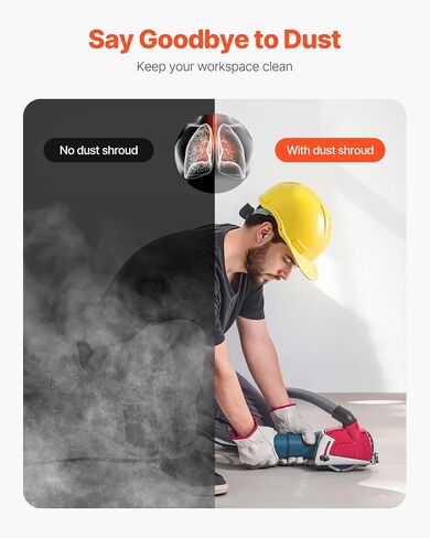 VEVOR Cutting Dust Shroud for Angle Grinders, Universal 4-5 in Angle Grinder Dust Shroud with 6 Clamping Washers, Adjustable Cutting Depth, Connect to Vacuum Cleaner, for Wood Concrete Wall Stone in Saudi Arabia