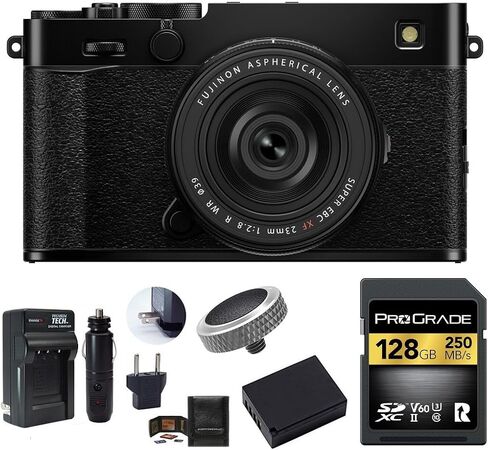 كاميرا FUJIFILM X-E5 بدون مرآة مع حزمة عدسة XF 23 مم f/2.8، تتضمن: بطاقة ذاكرة ProGrade Digital 128GB UHS-II SDXC وبطارية احتياطية والمزيد (6 عناصر) (أسود) in Saudi Arabia