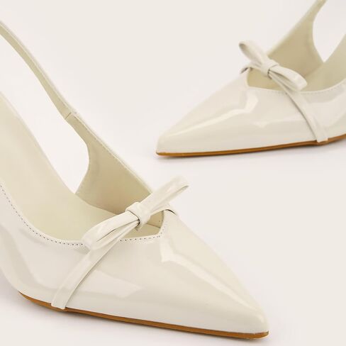 Women's Bow Stilettos Slingback Pumps with Back Buckle Patent Leather Pointed Closed Toe Kitten High Heels Sexy Dress High Heel Sandals for Working Party Prom in Kuwait
