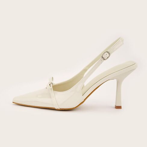 Women's Bow Stilettos Slingback Pumps with Back Buckle Patent Leather Pointed Closed Toe Kitten High Heels Sexy Dress High Heel Sandals for Working Party Prom in Kuwait