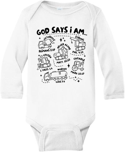 تي شيرت God Says I Am Baby Construction لطيف للأطفال والرضع - ملابس مضحكة للفتيات والأولاد لحفلة استقبال المولود الجديد in Kuwait
