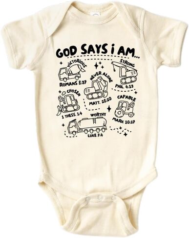 تي شيرت God Says I Am Baby Construction لطيف للأطفال والرضع - ملابس مضحكة للفتيات والأولاد لحفلة استقبال المولود الجديد in Kuwait
