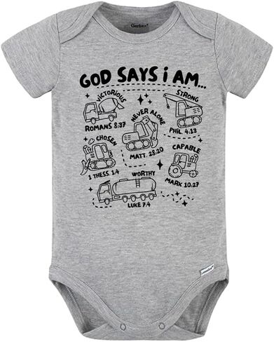 تي شيرت God Says I Am Baby Construction لطيف للأطفال والرضع - ملابس مضحكة للفتيات والأولاد لحفلة استقبال المولود الجديد in Kuwait