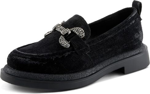 حذاء نسائي من PATRIZIA Marlen Velvet Loafers بزخرفة معدنية وتفاصيل كريستالية وملاءمة مريحة in Saudi Arabia