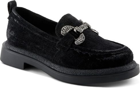حذاء نسائي من PATRIZIA Marlen Velvet Loafers بزخرفة معدنية وتفاصيل كريستالية وملاءمة مريحة in Saudi Arabia