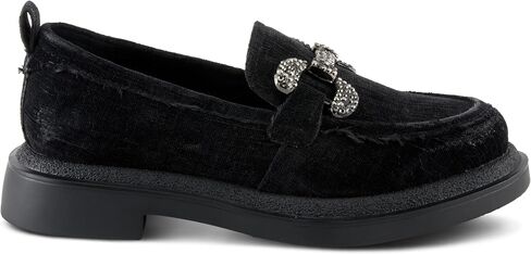 حذاء نسائي من PATRIZIA Marlen Velvet Loafers بزخرفة معدنية وتفاصيل كريستالية وملاءمة مريحة in Saudi Arabia