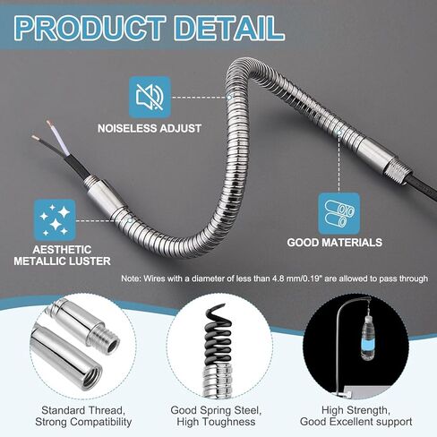 patikil 6 "أنبوب معقوفة، 3/8" الذكور إلى الإناث الموضوع الثقيلة المعادن العالمي ميكروفون مرن خرطوم معقوفة الذراع تمديد أنبوب لكاميرا العمل هيئة التصنيع العسكري / حامل الهاتف، الكروم in Kuwait
